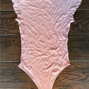 Altar'd State Pink Ruffled Bodysuit